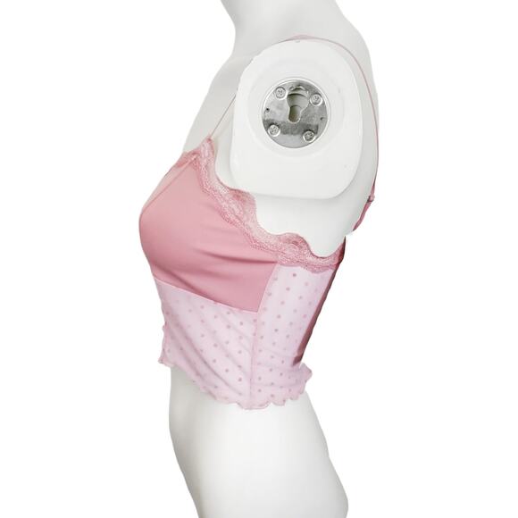 FREE PEOPLE bralette Oh La La Booty polka dot sheer mesh lace pink bra Sz XS NEW - Picture 2 of 7